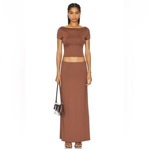 Superdown Chocolate Maxi Skirt Set